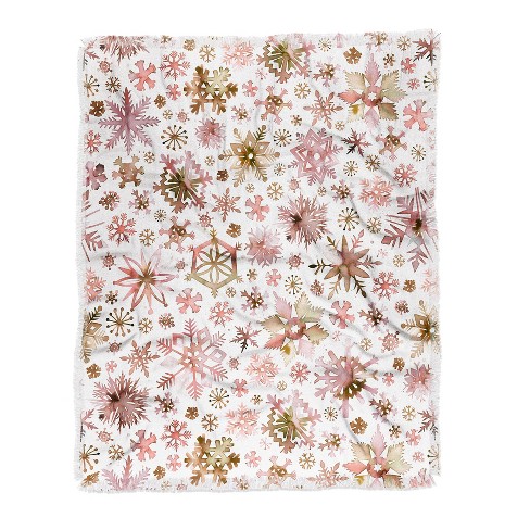 Ninola Design Snowflakes Watercolor Pink Woven Throw Blanket - Deny ...