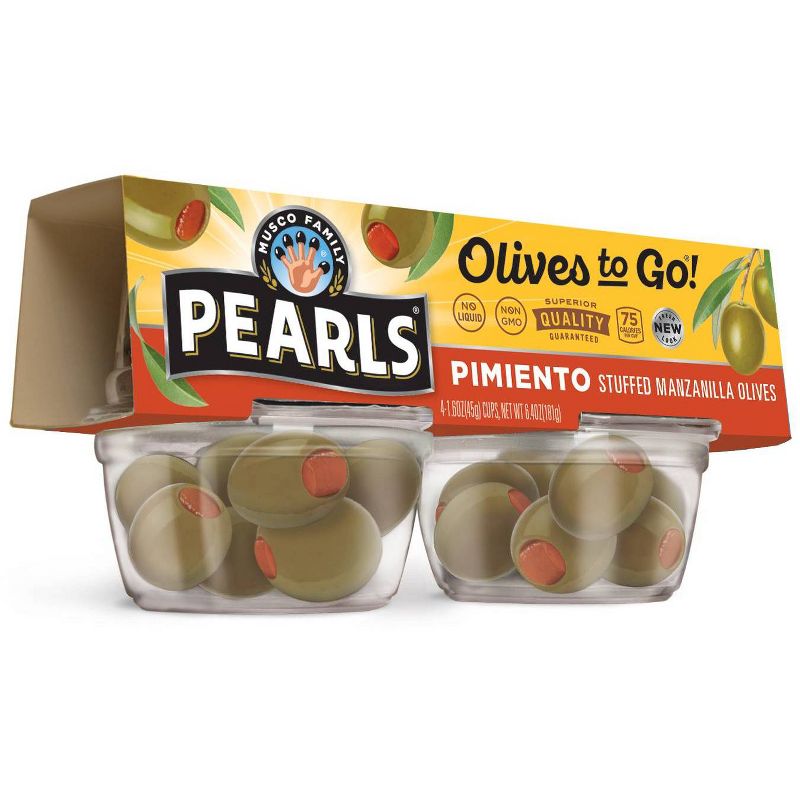 Pearls Olives-to-Go Pimiento Stuffed Olives - 4ct, 1 of 7