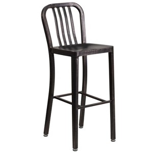Emma and Oliver Commercial Grade 30"H Colorful Metal Indoor-Outdoor Vertical Slat Back Barstool - 1 of 4