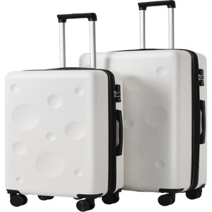 2 Pcs 24+28in Hardshell Luggage Sets With Tsa Lock Spinner Wheels,Expandable Luggages Suitcase Lightweight Luggage Case white - 1 of 4