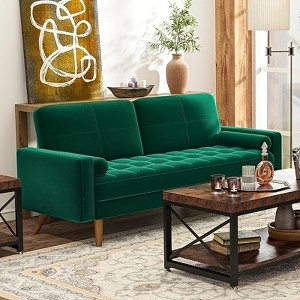 Vipbear 3-seater sofa, 68-inch velvet sofa with velvet cushion and pillow, Mid-century modern sofa, suitable for living room, apartment - 1 of 4