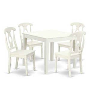 Coastal Dining Set 5Pc Square Table & Chairs - 36 Inch - Craftsman Style - 1 of 4