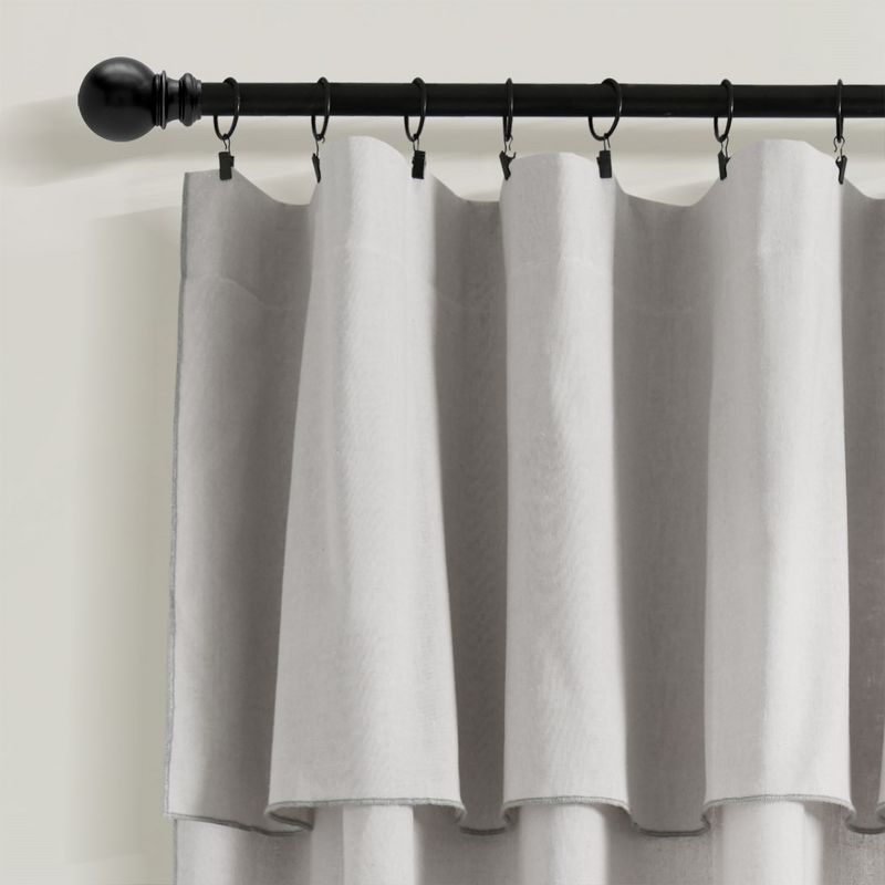 Modern Faux Linen Embroidered Edge With Attached Valance Window Curtain Panels Light Gray 52X84 Set, 2 of 7