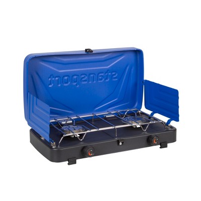Blue and Black Stainless Steel 2-Burner Propane Stove