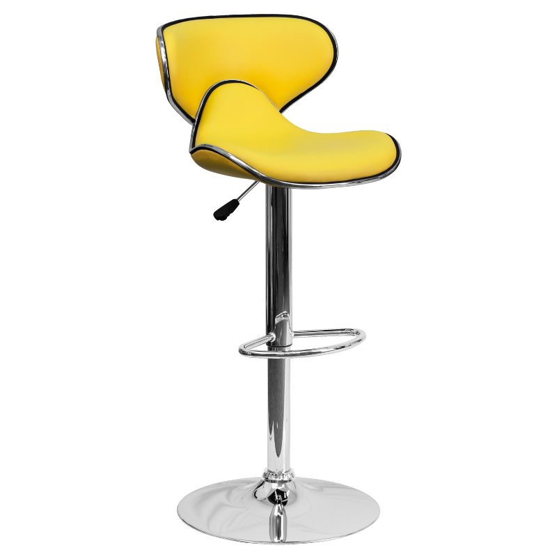 Flash Furniture Contemporary Cozy Mid-Back Vinyl Adjustable Height Barstool with Chrome Base, 1 of 17