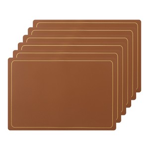 Unique Bargains Dining Room Heat Resistant Modern Faux Leather Placemats 18 x 12 Inches 6 Pcs - 1 of 4