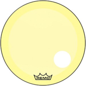 Remo Powerstroke P3 Colortone Yellow Resonant Bass Drum Head With 5" Offset Hole - 1 of 2