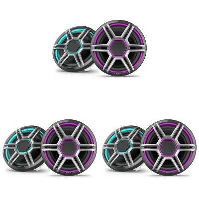 Garmin Fusion 3 Pairs Apollo AP-FL88SPG 8.8" LED Marine Speakers Sport Grills, Gray, Pair