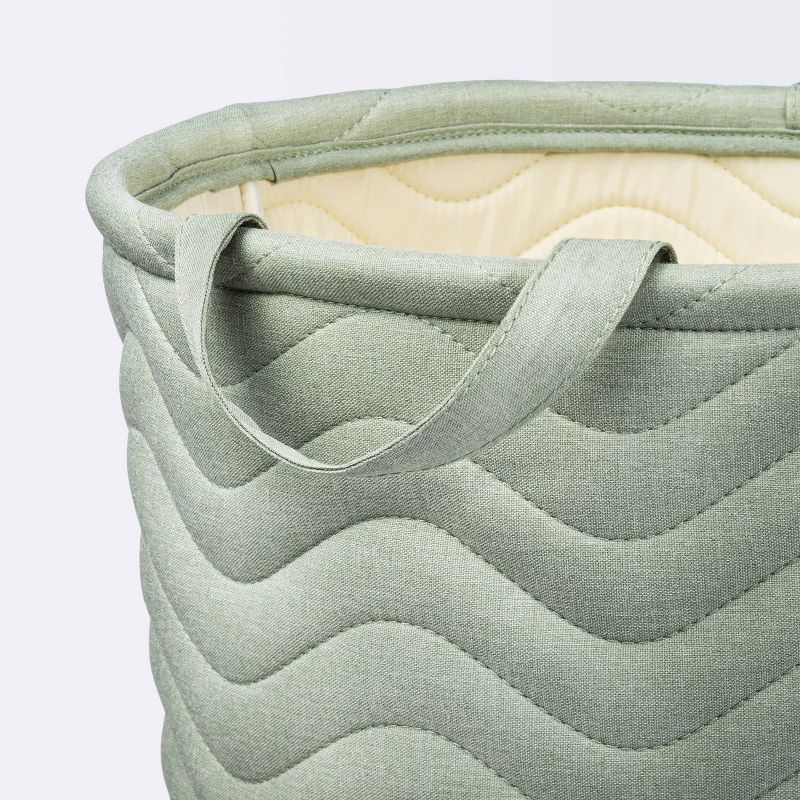 Quilted Fabric Large Round Storage  Basket - Green - Cloud Island&#8482;, 4 of 8