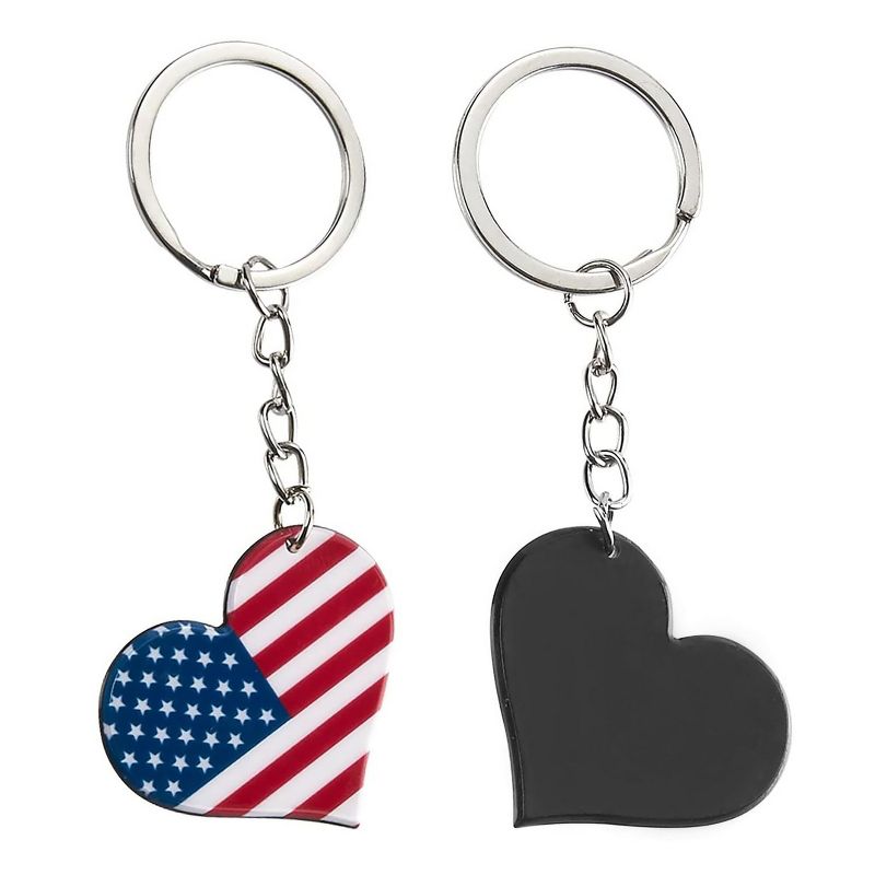 Juvale 24 Pack American Flag Metal Keychain, USA Heart Enamel Keychain, Party Favors Souvenir Gifts for 4th of July, 2 x 4 in, 5 of 6