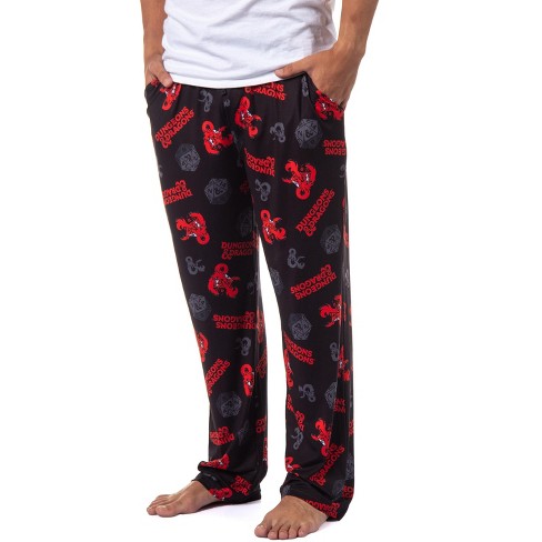 Dungeons & Dragons Mens' Tossed Print Logo Nat 20 Dice Sleep Pajama Pants  (S) Black