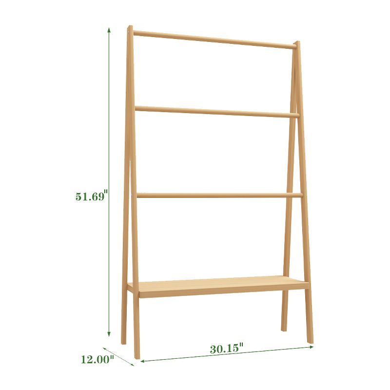 51.69" Tall Multifunctional 4-Tier Ladder Towel Rack with Storage Shelf, Natural 4A - ModernLuxe, 3 of 8