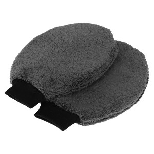 Unique Bargains Car Wash Towel Coral Fleece for Car Cleaning Wiping 9.84"x7.87"x0.39" Gray 2 Pcs - 1 of 4