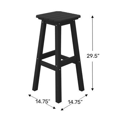 29" Brown HDPE Outdoor Armless Bar Stools Set of 2