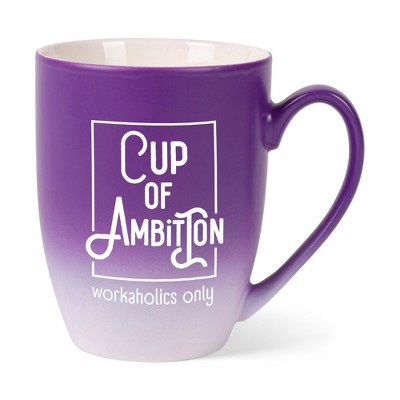 Elanze Designs Cup Of Ambition Workaholic Only Two Toned Ombre Matte Purple and White 12 ounce Ceramic Stoneware Coffee Cup Mug