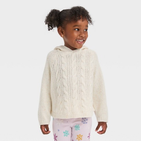 Toddler Girls' Cable Sweater With Hood - Cat & Jack™ : Target