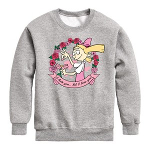 Boys' - Hey Arnold! - Valentine's I Love You Graphic Long Sleeve Fleece Sweatshirt - 1 of 4