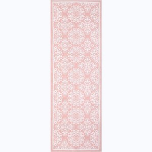 Washable Runner or Area Rug, Modern Floral Design, Low Pile, Non-Slip Rubber Back, Foldable for Hallway, Kitchen, Laundry - 1 of 4