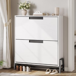 Shoe Storage Cabinet with Flip Drawers,Entryway Shoe Organizer with Drawer,Freestanding Hidden Narrow Shoe Rack Cabinet for Entryway,Hallway - 1 of 4