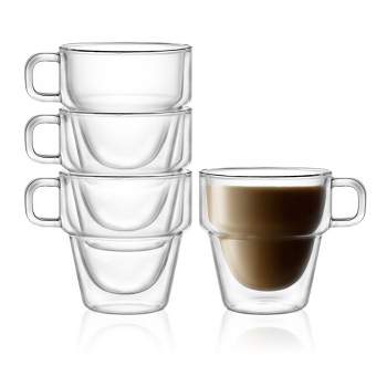 Eparé Clear Glass Coffee Mugs - 12 oz Clear Transparent Tea Cups & Coffee Glasses - Clear Coffee Mugs Set of 6 - Cappuccino Glass Mugs & Cup for Hot