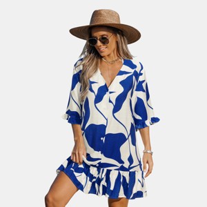 Cupshe Women's Tropical Mini Dress-L-Blue : Target