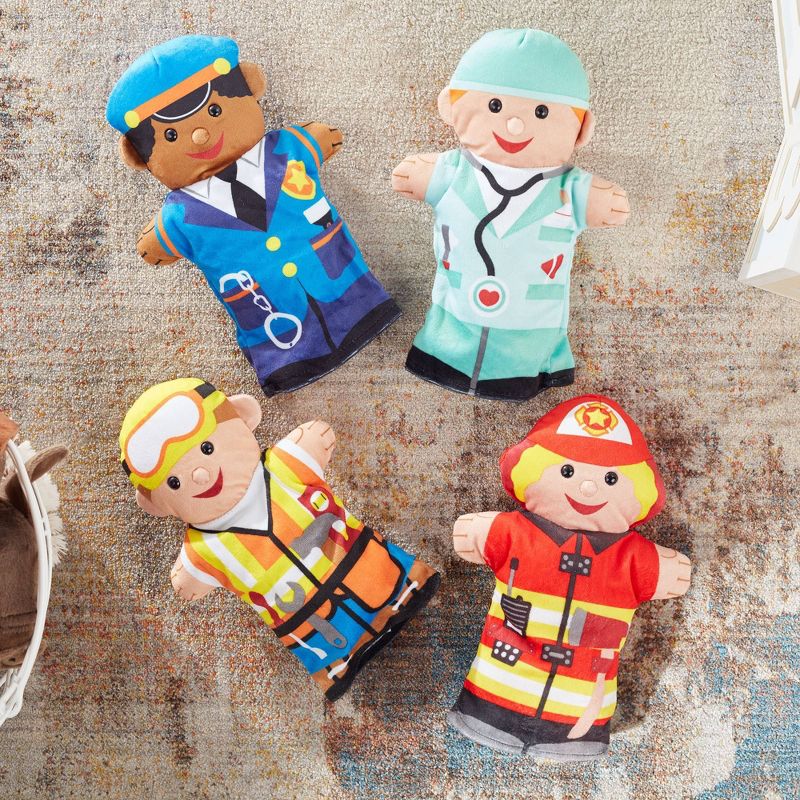 Melissa &#38; Doug Jolly Helpers Hand Puppets (Set of 4) - Construction Worker, Doctor, Police Officer, and Firefighter, 6 of 11