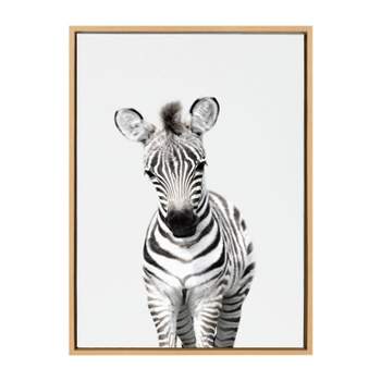 23" x 33" Sylvie Baby Zebra Framed Canvas by Amy Peterson Natural - Kate & Laurel All Things Decor