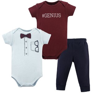 Little Treasure Baby Boy Cotton Bodysuit and Pant Set, Glasses - 1 of 1