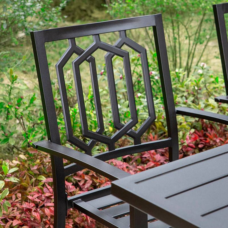 7pc Outdoor Rectangular Table &#38; 6 Chairs with Diamondback Design - Black - Captiva Designs, 4 of 9