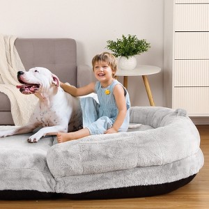 COZONY Human Sized Dog Bed, 71 x 43 x 10 in, Removable Cover, Faux Fur, Foldable Floor Lounger for Reading & Naps - 1 of 4
