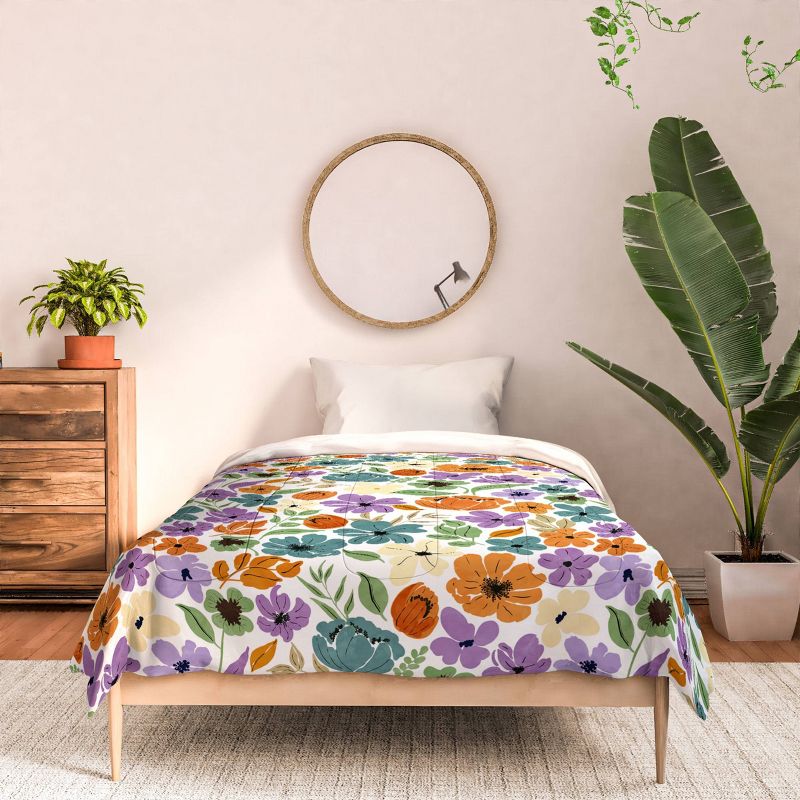 Deny Designs 3pc Marta Barragan Camarasa Lush Wild Garden Comforter Bedding Set Green, 4 of 6