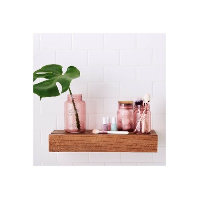 Set of 4 Pink Glass Mason Jars with Lids