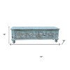 HomeRoots 54" Aqua Carved And Distressed Solid Wood Lift Top Coffee Table - 3 of 4