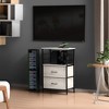 Sorbus 2 Drawers Nightstand with Shelf - Steel Frame, Wood Top & Easy Pull Fabric Bins - Perfect for Home, Bedroom, Office & More - Rustic Beige - 2 of 4