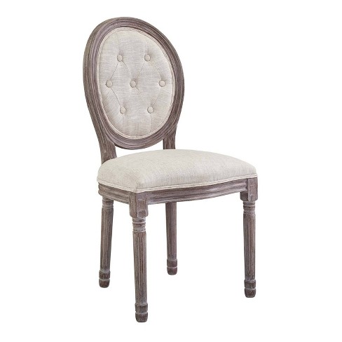 Arise Vintage French Upholstered Fabric Dining Side Chair Beige