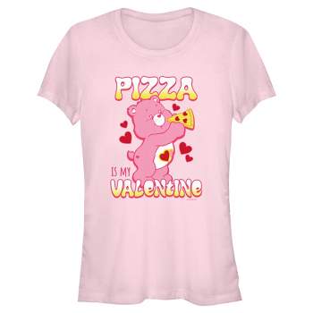 Junior's Women Care Bears Pizza Is My Valentine Love-A-Lot Bear T-Shirt