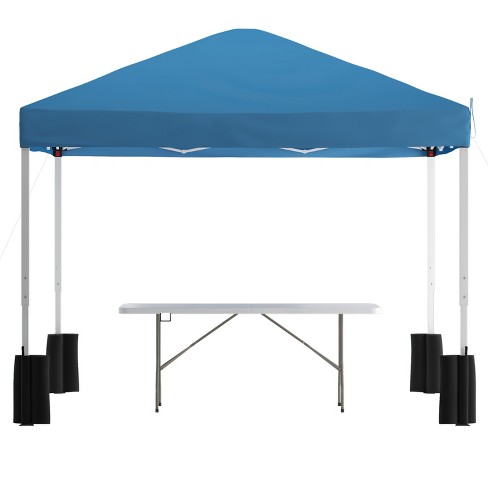 Flash Furniture 10'x10' Pop Up Canopy Tent with Wheeled Case and 6-Foot Bi-Fold Folding Table with Carrying Handle - Tailgate Tent Set - image 1 of 4