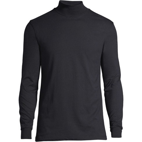 Lands' End Men's Super-T Mock Turtleneck, BLACK, S