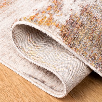 Rust and Gold Hand-Knotted Synthetic Runner Rug