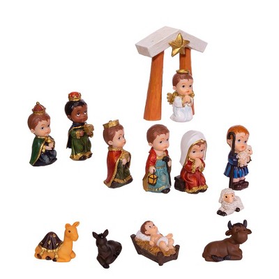 Kurt Adler 1.6-4.5" Children's Nativity, 13-Piece Set