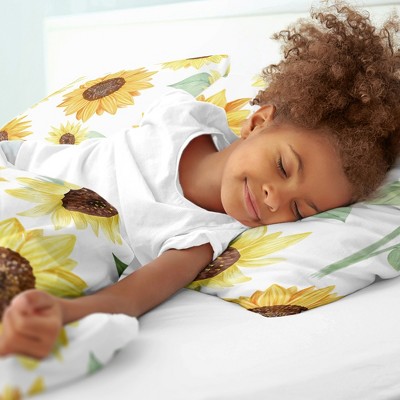 White and Yellow Sunflower Microfiber Full Comforter Set