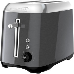 Black & Decker 2-Slice Toaster with Extra Wide Slot Push-Button Functions, Shade Selector and Swing-Down Crumb Tray, Black/Stainless Steel - 1 of 4