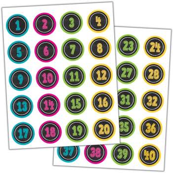 Teacher Created Resources Chalkboard Brights Numbers Stickers, Pack of 120