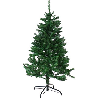 Sunnydaze Indoor Unlit Faux Tannenbaum Slim Holiday Christmas Evergreen Tree with Hinged Branches - 4' - Green