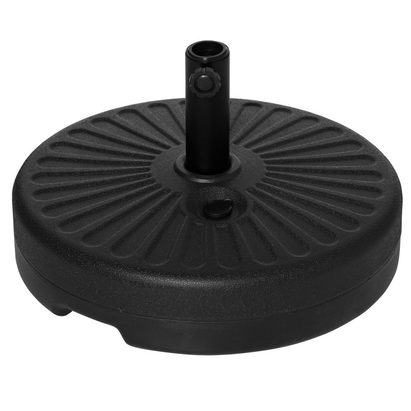Outsunny Fillable Patio Umbrella Base Stand, Round Plastic Umbrella Holder for Outdoor, Patio, Garden, Deck and Beach, Fit Dia 38mm Pole, Black, 1 of 7