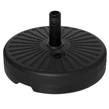Outsunny Fillable Patio Umbrella Base Stand, Round Plastic Umbrella Holder for Outdoor, Patio, Garden, Deck and Beach, Fit Dia 38mm Pole, Black