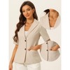 INSPIRE CHIC Women's Cotton Linen Button Office Business Short Sleeve Blazer Jacket - 2 of 4