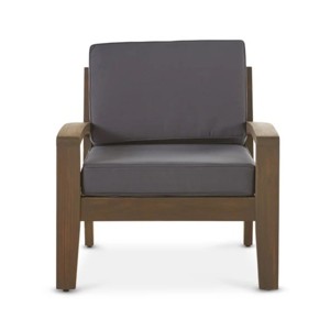 1 Piece Outdoor Acacia Wood Patio Club Chair with Water-Resistant Cushions, Outdoor Chair with Slat Panel Design for Garden or Deck-Coolbibila - 1 of 4