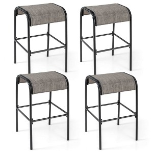 Tangkula 4PCS 30" Bar Height Bistro Stools Outdoor Bar Stools w/ Breathable Fabric Seat - 1 of 4
