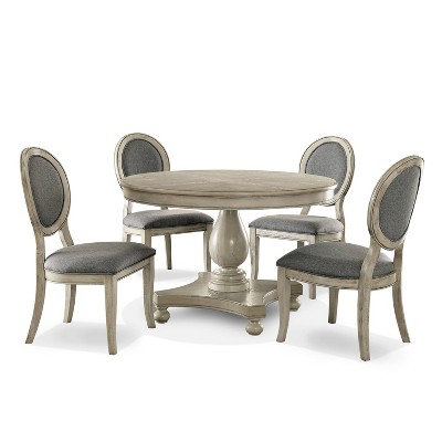 5pc Gordon Transitional Round Dining Set Antique White/Gray - HOMES: Inside + Out